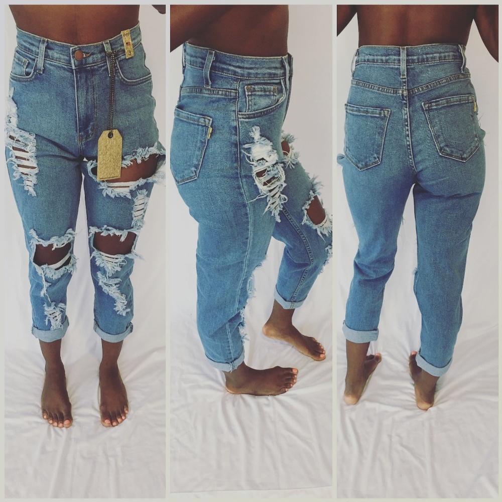 High Waisted Boyfriend Jeans